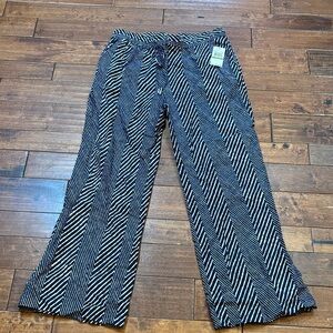 NWT Michael Kors Linen Navy/white wide legged pants sz 14